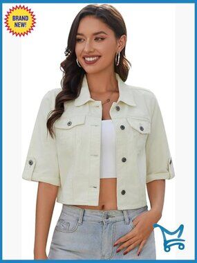 Cropped Denim Jacket Summer Short Sleeve Casual Jean Jackets